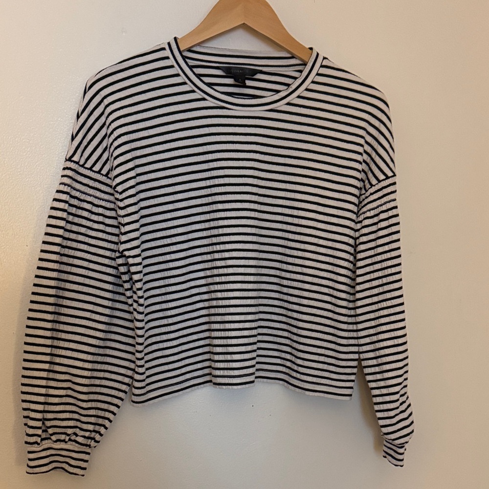 3/$30 Banana Republic Black and White Striped Long Sleeve Top